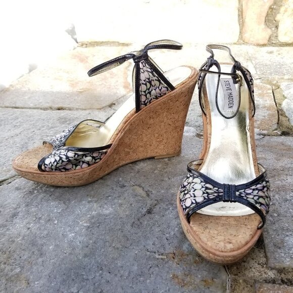 Steve Madden Lynbrook Cork Platform Wedge Sandals - Picture 2 of 12